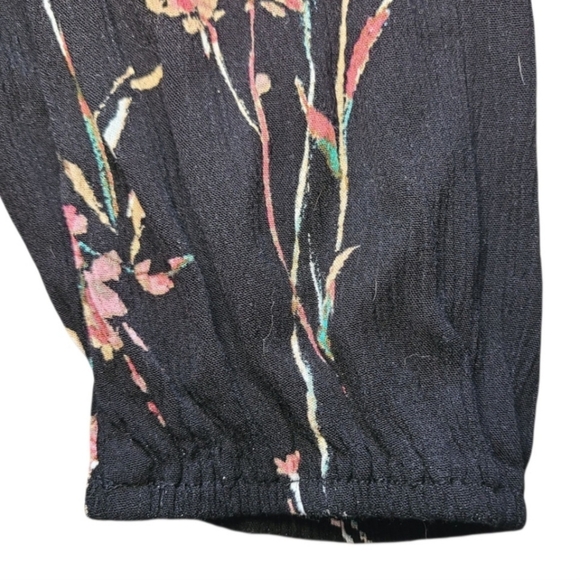 En Crème Floral Cold Shoulder Long Sleeve Black Romper Women’s XL Boho Chic - Picture 13 of 13